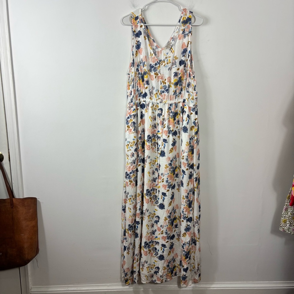 Lucky Brand Floral Maxi Dress - White, Blue, Yellow